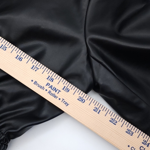 STEVE MADDEN Faux-Leather Frida Smocked Waist Jacket Black Size Medium - Picture 7 of 10